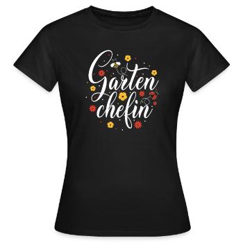 Gartenchefin Blütenzauber - Frauen T-Shirt - Schwarz - Vorne - AI Model Female 172 dark (172cm)