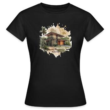 Sims Style modernistische Villa Aquarell - Frauen T-Shirt - Schwarz - Vorne - AI Model Female 172 dark (172cm)