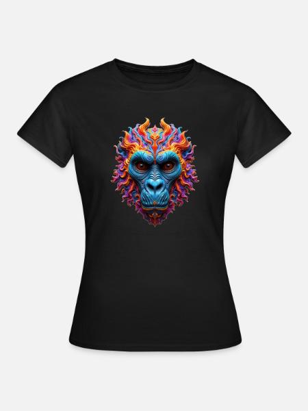 Lebendiger Flammen-Gorilla - Frauen T-Shirt - Schwarz
