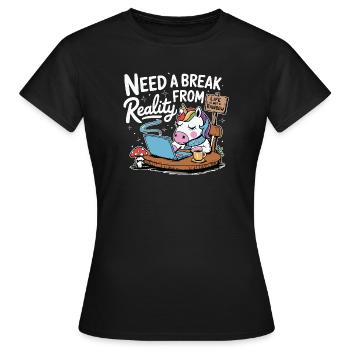 Ordinateur portable licorne pause au bureau Ordinateur drôle - T-shirt Femme - noir - Devant - AI Model Female 172 dark (172cm)