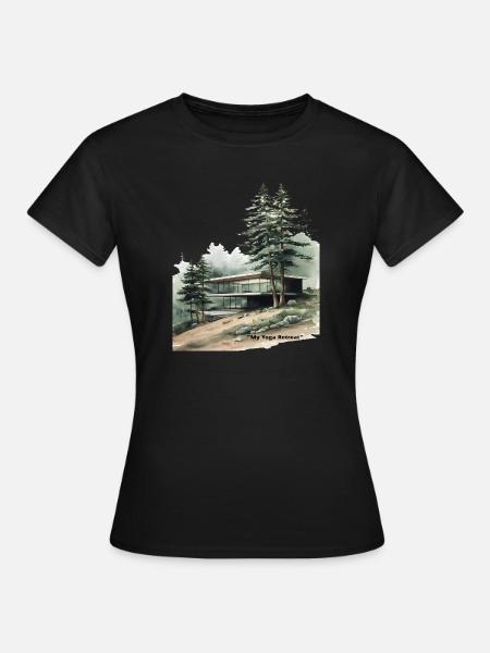 Moderne Yoga-Retreat-Hütte - Frauen T-Shirt - Schwarz
