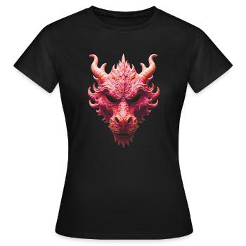 Masque du Dragon Rouge Aurora - T-shirt Femme - noir - Devant - AI Model Female 172 dark (172cm)