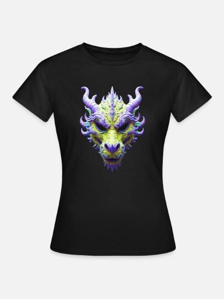 Aurora-Grüne Drachenmaske - Frauen T-Shirt - Schwarz