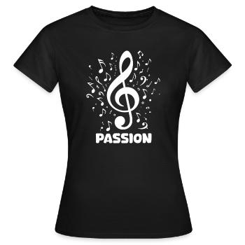 PASSION Notenschlüssel Musik Design - Frauen T-Shirt - Schwarz - Vorne - AI Model Female 172 dark (172cm)