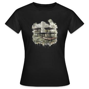 Perdu dans la villa moderne de la jungle - T-shirt Femme - noir - Devant - AI Model Female 172 dark (172cm)