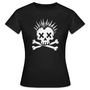 Punk Skull Mohawk Rock Alternative Shirt - Frauen T-Shirt - Schwarz - Vorne - AI Model Female 172 dark (172cm)