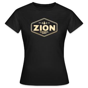 T-shirt du badge du parc national de Zion - T-shirt Femme - noir - Devant - AI Model Female 172 dark (172cm)