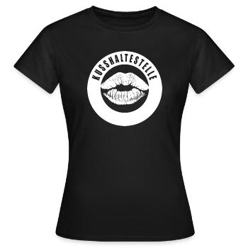 Kusshaltestelle - Kussmund - Dont Talk Just Kiss - Women's T-Shirt - black - Front - AI Model Female 172 dark (172cm)
