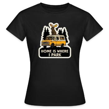 Moose Camper for Men Funny Animal Vanlife - Women's T-Shirt - black - Front - AI Model Female 172 dark (172cm)