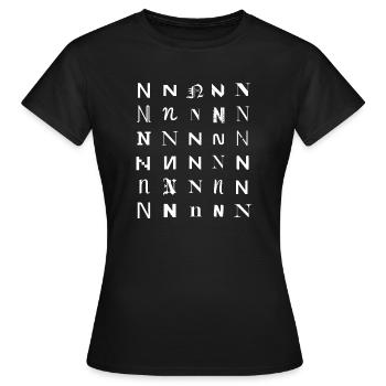 Mosaïque de N Glyphes : Polices variées - T-shirt Femme - noir - Devant - AI Model Female 172 dark (172cm)