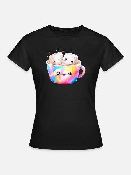 Kunterbunte Marshmallow Kaffeetasse - Frauen T-Shirt - Schwarz