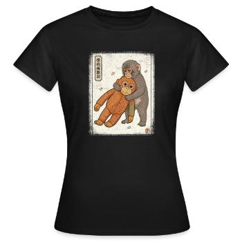 Ukiyo-e Baby Monkey Punch - Frauen T-Shirt - Schwarz - Vorne - AI Model Female 172 dark (172cm)