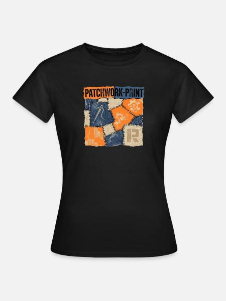 Patchwork Recycling - Frauen T-Shirt - Schwarz
