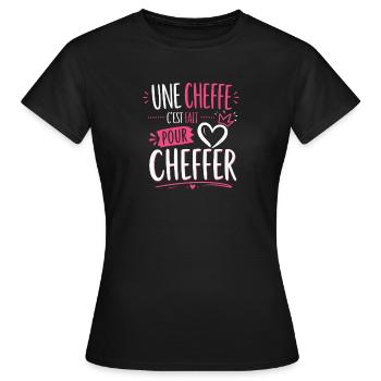 Une cheffe humour femme leader girl power - T-shirt Femme - noir - Devant - AI Model Female 172 dark (172cm)