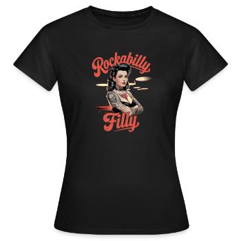 Rockabilly Filly Tattoo Retro Pin-Up - Women's T-Shirt - black - Front - AI Model Female 172 dark (172cm)