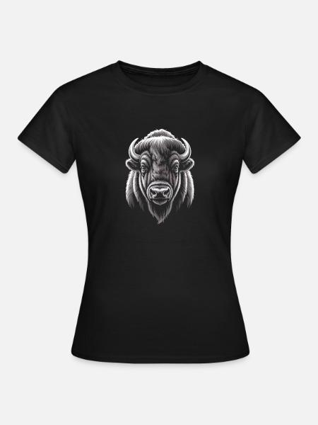 Büffelkopf Illustration - Frauen T-Shirt - Schwarz