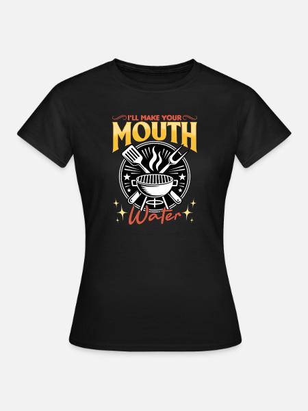 BBQ Grilling Meat Smoking Barbecue - Frauen T-Shirt - Schwarz