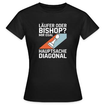 Läufer oder Bishop? Diagonal-Humor - Frauen T-Shirt - Schwarz - Vorne - AI Model Female 172 dark (172cm)