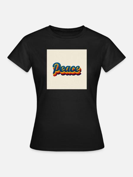70er Peace Design - Frauen T-Shirt - Schwarz