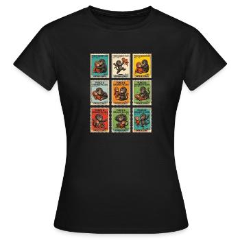 Stamps Baby Monkey Punch - Frauen T-Shirt - Schwarz - Vorne - AI Model Female 172 dark (172cm)