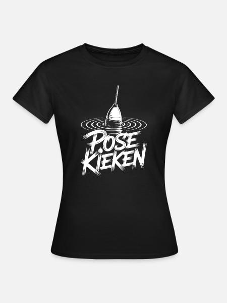Fischen Pose Humor - Frauen T-Shirt - Schwarz