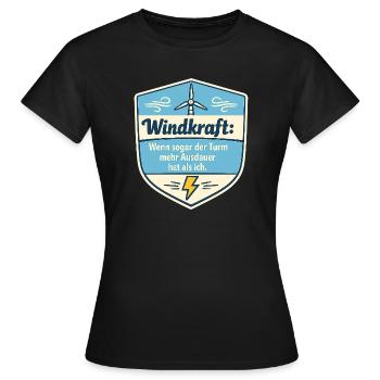 Windkraft Spruchschild Humor - Frauen T-Shirt - Schwarz - Vorne - AI Model Female 172 dark (172cm)