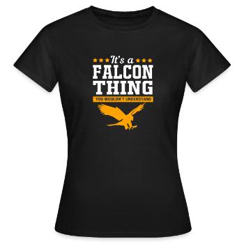 Falke Chirp Falknerei - Frauen T-Shirt - Schwarz - Vorne - AI Model Female 172 dark (172cm)