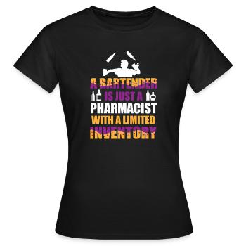 Barman Serveur Barman Barman - T-shirt Femme - noir - Devant - AI Model Female 172 dark (172cm)