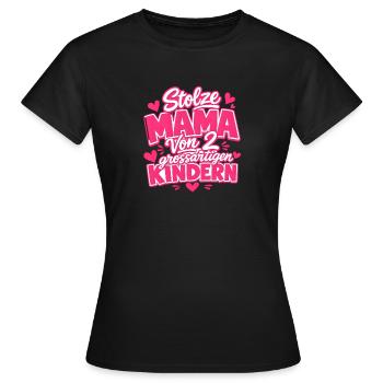 stolze Mama von 2 Kindern Mutter von 2 Kindern  - Frauen T-Shirt - Schwarz - Vorne - AI Model Female 172 dark (172cm)