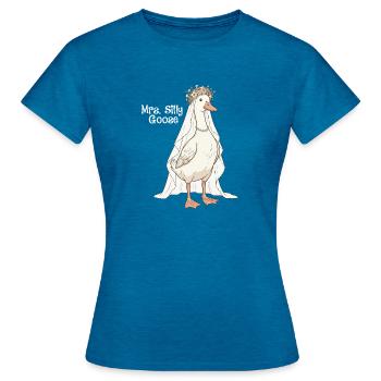 Madame l’Oie Idiote Humour du couple de mariage - T-shirt Femme - bleu saphir antique chiné - Devant - AI Model Female 172 dark (172cm)