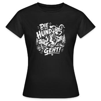 Die mit dem Hund geht - Frauen T-Shirt - Schwarz - Vorne - AI Model Female 172 dark (172cm)