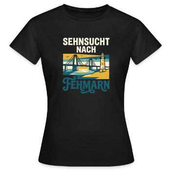 Fehmarn Sehnsucht - Frauen T-Shirt - Schwarz - Vorne - AI Model Female 172 dark (172cm)