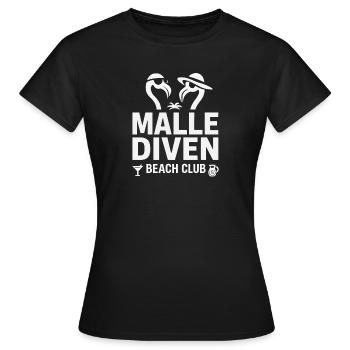 Malle Diven Beach Club Flamingo Mallorca Party - Women's T-Shirt - black - Front - AI Model Female 172 dark (172cm)