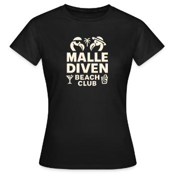 Malle Diven Beach Club Flamingo Mallorca Party - Women's T-Shirt - black - Front - AI Model Female 172 dark (172cm)