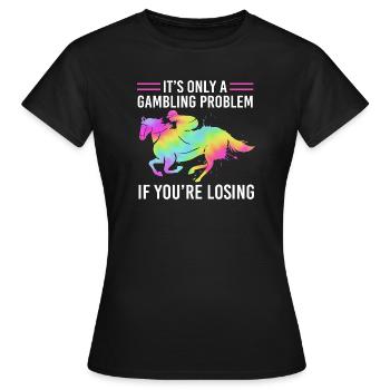 Pferderennen - Frauen T-Shirt - Schwarz - Vorne - AI Model Female 172 dark (172cm)