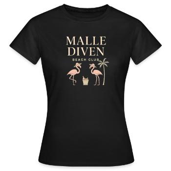 Malle Diven Beach Club Flamingo Mallorca Party - Women's T-Shirt - black - Front - AI Model Female 172 dark (172cm)