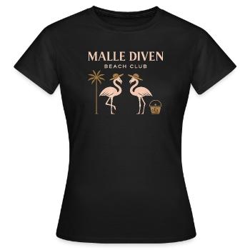 Malle Diven Beach Club Flamingo Mallorca Party - Women's T-Shirt - black - Front - AI Model Female 172 dark (172cm)
