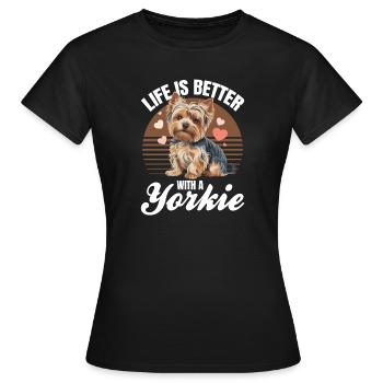 Yorkshire Terrier Yorkshire Race de chien Yorkshire - T-shirt Femme - noir - Devant - AI Model Female 172 dark (172cm)