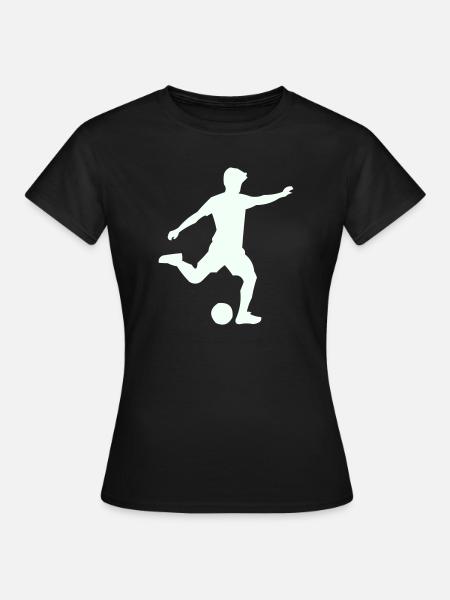 Kicker-Silhouette im Sprung - Frauen T-Shirt - Schwarz
