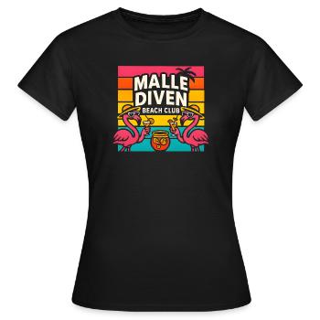 Malle Diven Beach Club Flamingo Mallorca Party - Women's T-Shirt - black - Front - AI Model Female 172 dark (172cm)