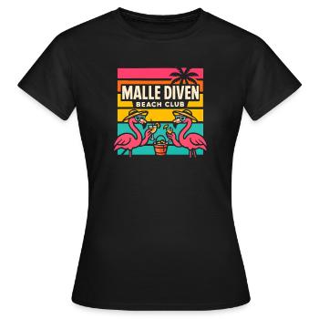 Malle Diven Beach Club Flamingo Mallorca Party - Women's T-Shirt - black - Front - AI Model Female 172 dark (172cm)