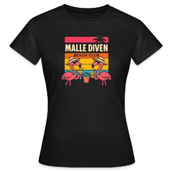 Malle Diven Beach Club Flamingo Mallorca Party - Women's T-Shirt - black - Front - AI Model Female 172 dark (172cm)
