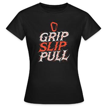 Grip Slip Pull Typographie Dynamique - T-shirt Femme - noir - Devant - AI Model Female 172 dark (172cm)