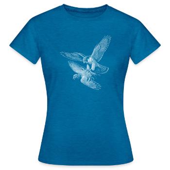 Wanderfalke - Frauen T-Shirt - Antikblaues Saphir meliert - Vorne - AI Model Female 172 dark (172cm)