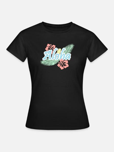 Aloha-tropische Sommerblumen - Frauen T-Shirt - Schwarz