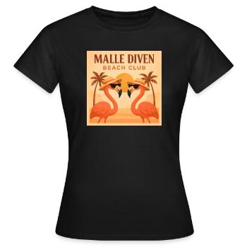 Malle Diven Beach Club Flamingo Mallorca Party - Women's T-Shirt - black - Front - AI Model Female 172 dark (172cm)