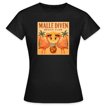 Malle Diven Beach Club Flamingo Mallorca Party - Women's T-Shirt - black - Front - AI Model Female 172 dark (172cm)