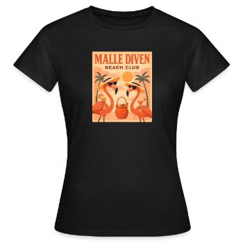 Malle Diven Beach Club Flamingo Mallorca Party - Women's T-Shirt - black - Front - AI Model Female 172 dark (172cm)