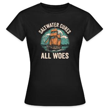 L’eau salée guérit tous les malheurs Capitaine Marin de voile - T-shirt Femme - noir - Devant - AI Model Female 172 dark (172cm)