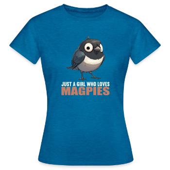 Elstern Elster - Frauen T-Shirt - Antikblaues Saphir meliert - Vorne - AI Model Female 172 dark (172cm)